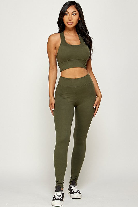 RACER BACK TIE BRA LEGGING SET