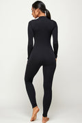 Thumbnail of SOLID ZIP UP MOCK NECK LONG SLEEVE JUMPSUIT