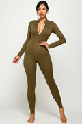 Thumbnail of SOLID ZIP UP MOCK NECK LONG SLEEVE JUMPSUIT