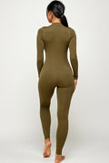 Thumbnail of SOLID ZIP UP MOCK NECK LONG SLEEVE JUMPSUIT