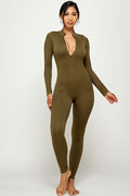 Thumbnail of SOLID ZIP UP MOCK NECK LONG SLEEVE JUMPSUIT
