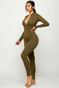 Thumbnail of SOLID ZIP UP MOCK NECK LONG SLEEVE JUMPSUIT