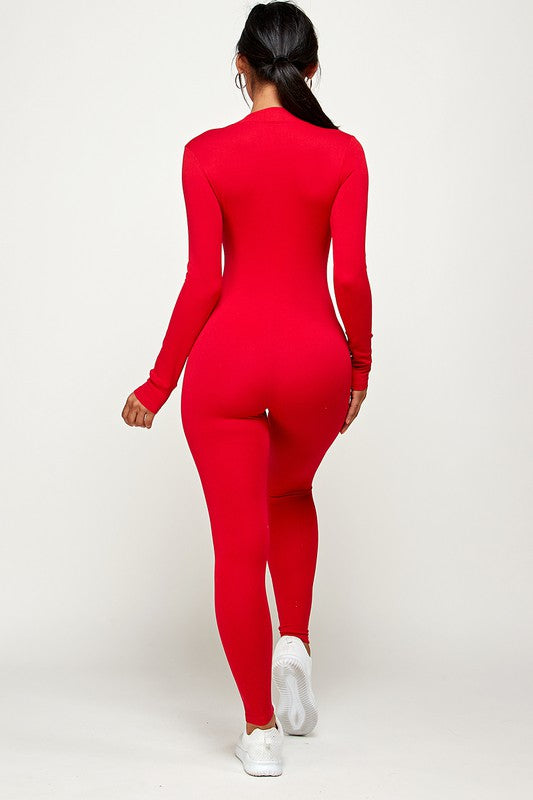 ZIPPER CENTER LONG SLEEVE S SEAMLESS JUMPSUIT