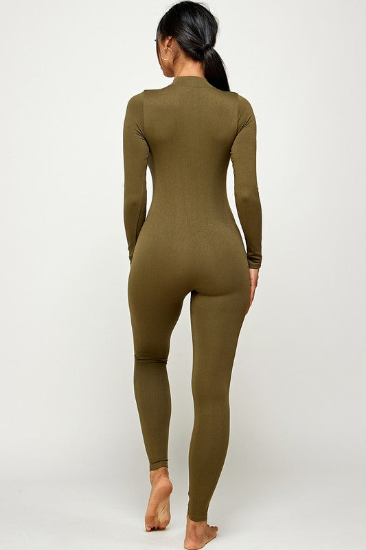 ZIPPER CENTER LONG SLEEVE S SEAMLESS JUMPSUIT