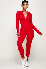 ZIPPER CENTER LONG SLEEVE S SEAMLESS JUMPSUIT