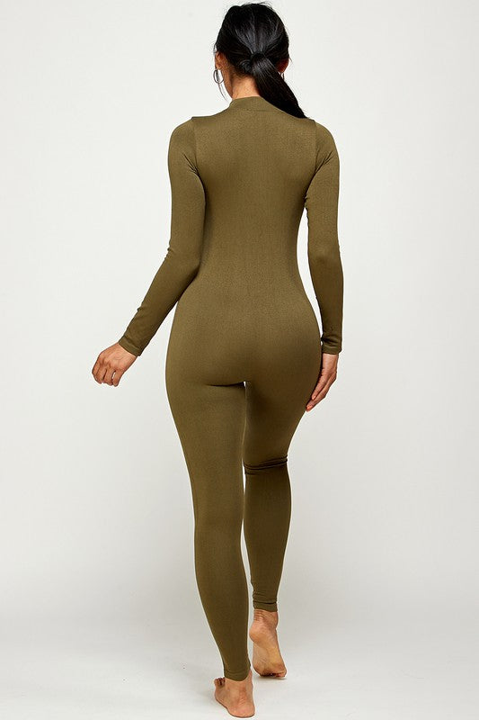 ZIPPER CENTER LONG SLEEVE S SEAMLESS JUMPSUIT