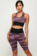 Thumbnail of POLY CAMO SEAMLESS ACTIVE BRA BIKER SHORT SET