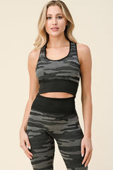 POLY CAMO SEAMLESS ACTIVE BRA BIKER SHORT SET