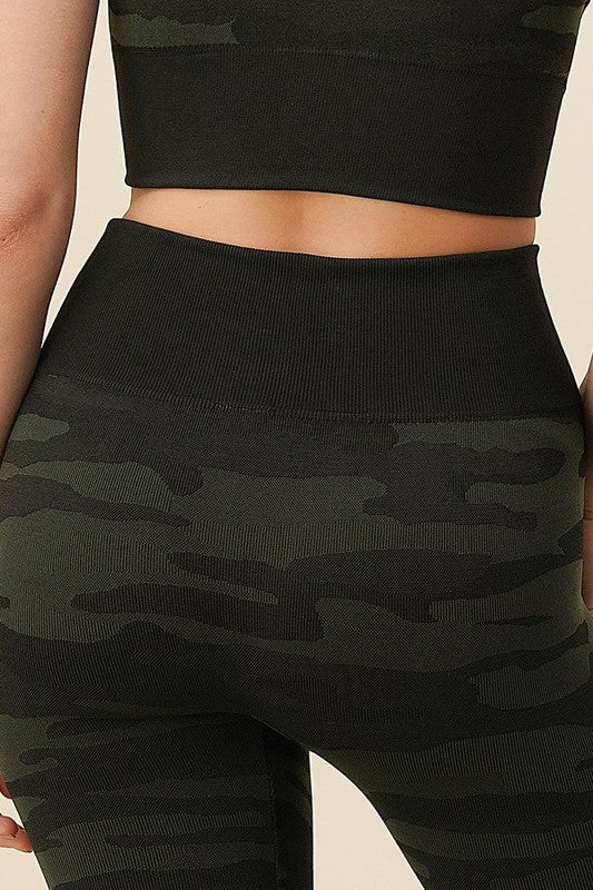 POLY CAMO SEAMLESS ACTIVE BRA BIKER SHORT SET