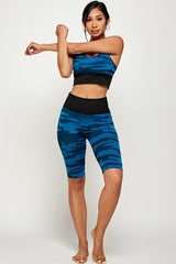 POLY CAMO SEAMLESS ACTIVE BRA BIKER SHORT SET