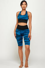 POLY CAMO SEAMLESS ACTIVE BRA BIKER SHORT SET