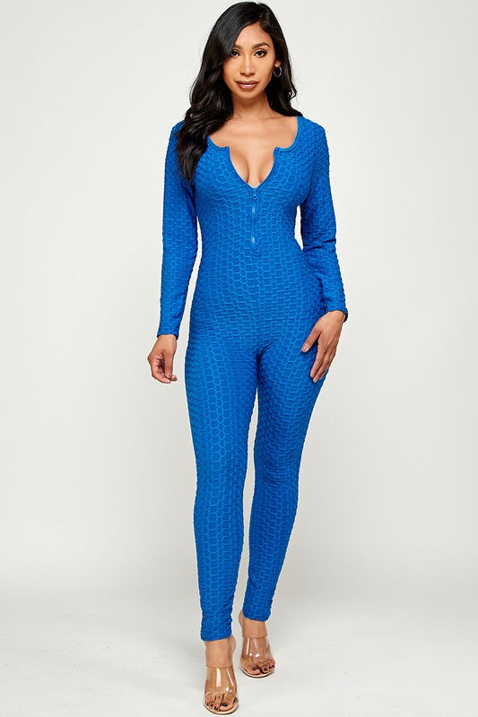 Textured bodycon jumpsuit