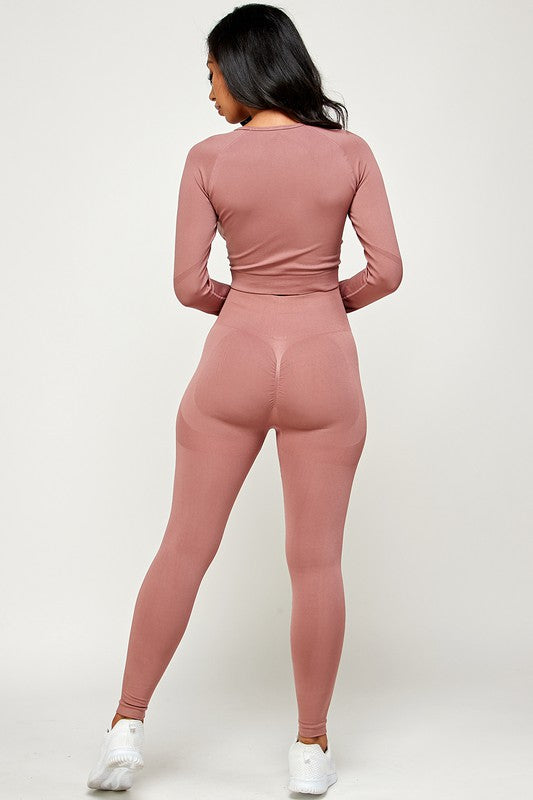 SEAMLESS ACTIVE SET CROP AND LEGGING SET