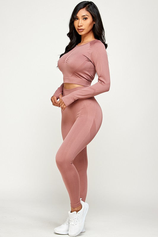 SEAMLESS ACTIVE SET CROP AND LEGGING SET