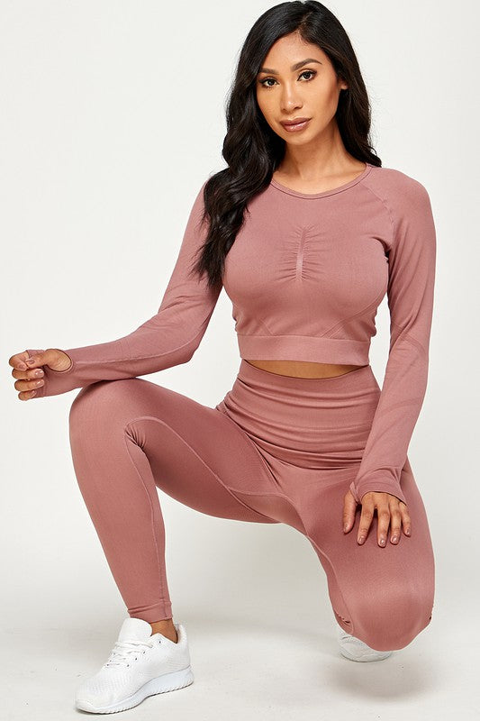 SEAMLESS ACTIVE SET CROP AND LEGGING SET