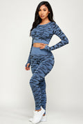 Thumbnail of CAMOUFLAGE LONG SLEEVE CROP TOP LEGGINGS SET