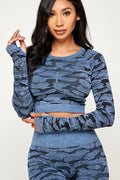 Thumbnail of CAMOUFLAGE LONG SLEEVE CROP TOP LEGGINGS SET