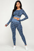 Thumbnail of CAMOUFLAGE LONG SLEEVE CROP TOP LEGGINGS SET