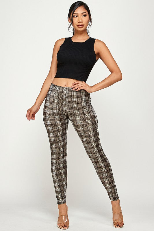 Plaid print and PU