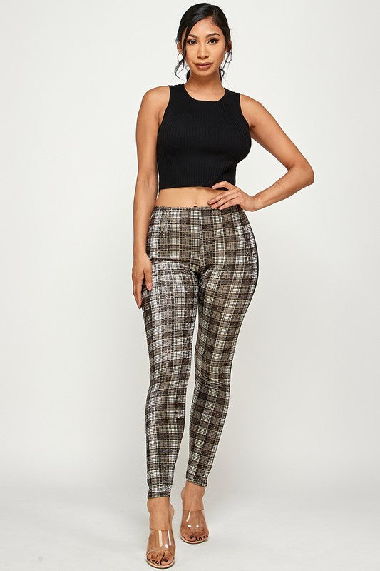 Plaid print and PU
