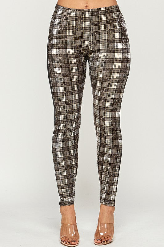 Plaid print and PU