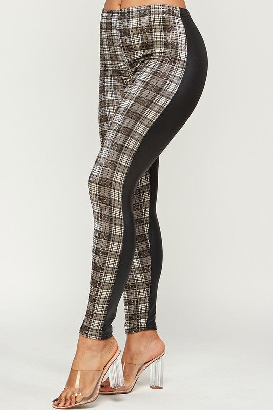 Plaid print and PU