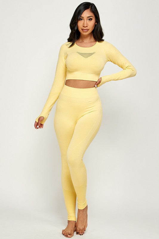 SEAMLESS  THUMB HOLES CROP TOP ACTIVE SET