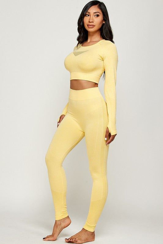 SEAMLESS  THUMB HOLES CROP TOP ACTIVE SET