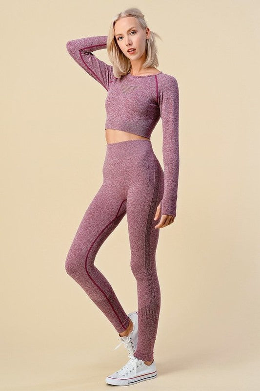 SEAMLESS  THUMB HOLES CROP TOP ACTIVE SET