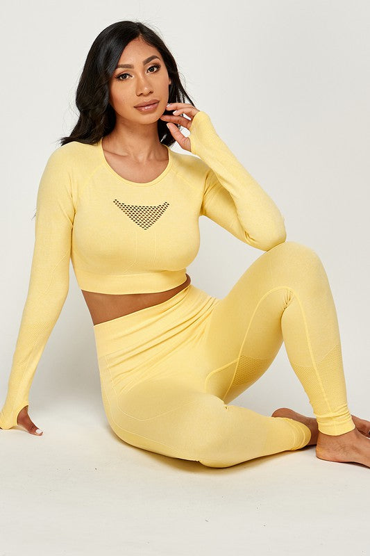 SEAMLESS  THUMB HOLES CROP TOP ACTIVE SET