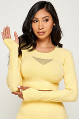 SEAMLESS  THUMB HOLES CROP TOP ACTIVE SET