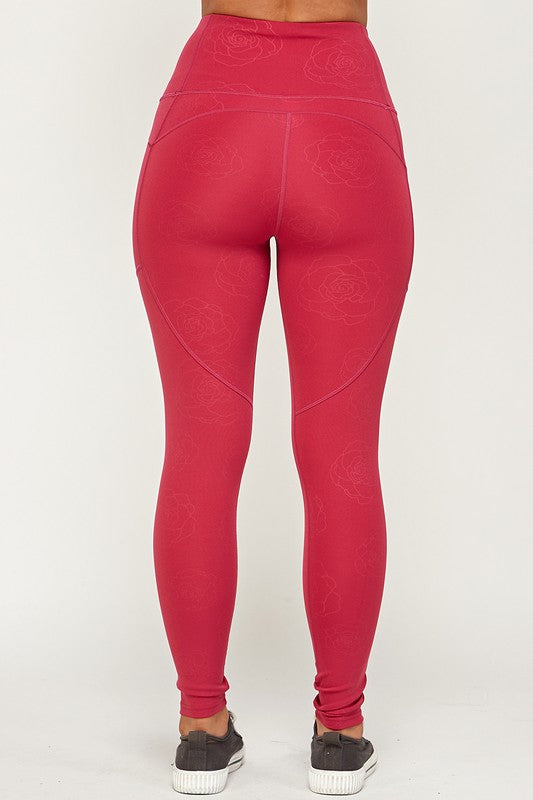 Muted Abstract Design Tech Pockets Active Leggings