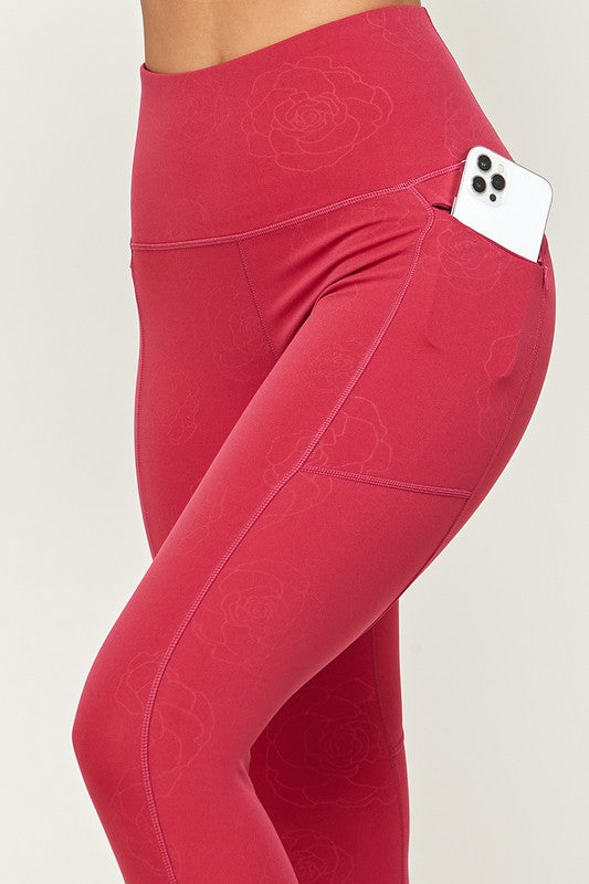 Muted Abstract Design Tech Pockets Active Leggings