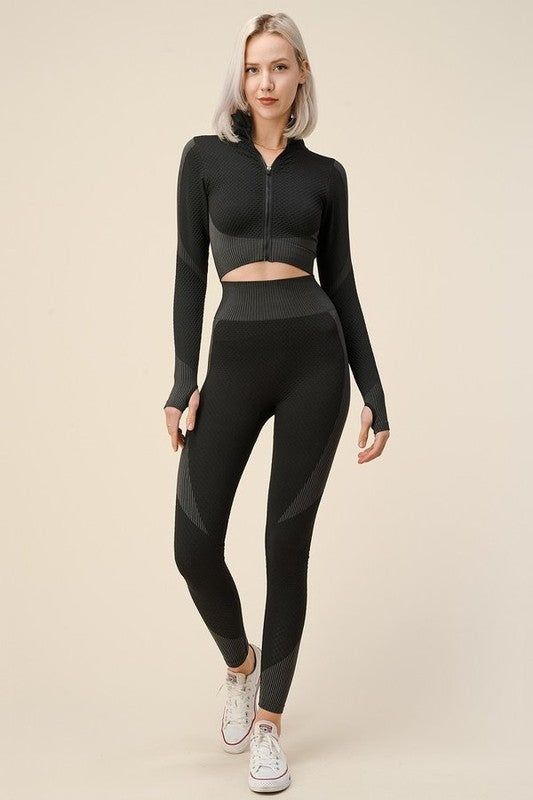 SEAMLESS POP UP  ZIP UP ACTIVEWEAR SET