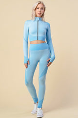 SEAMLESS POP UP  ZIP UP ACTIVEWEAR SET