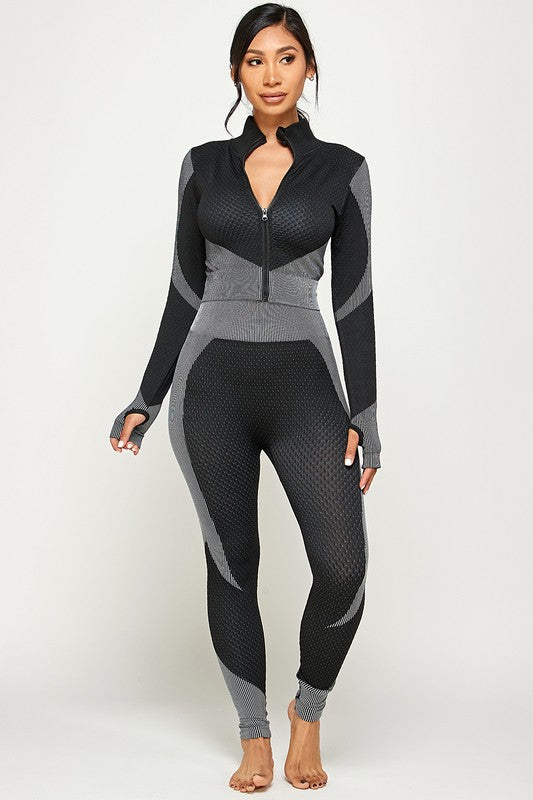 SEAMLESS POP UP  ZIP UP ACTIVEWEAR SET