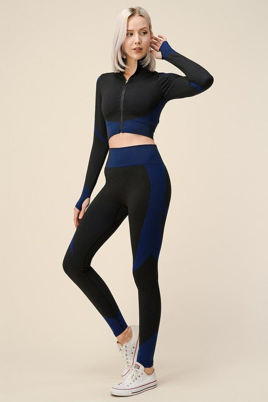 SEAMLESS POP UP  ZIP UP ACTIVEWEAR SET