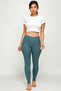 Thumbnail of solid color yoga legging with Wide waist band