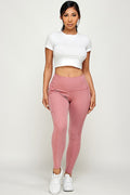 Thumbnail of solid color yoga legging with Wide waist band