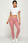 Thumbnail of solid color yoga legging with Wide waist band