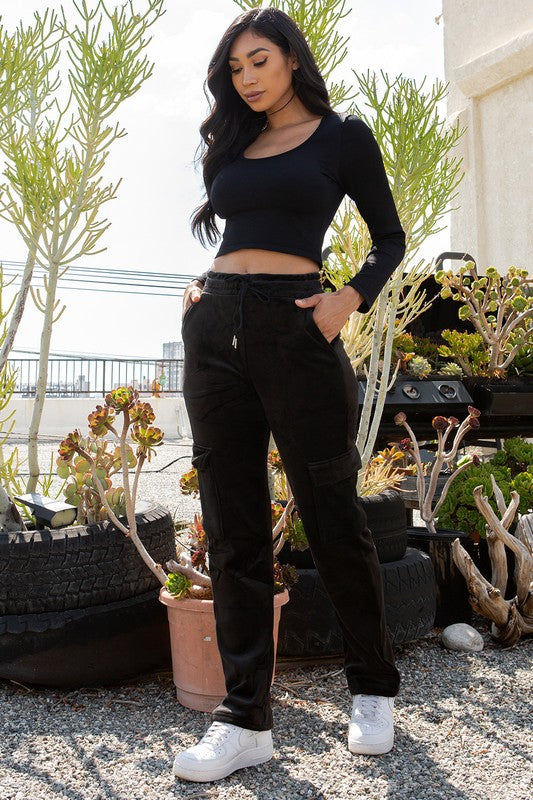 Drawstring  Jogger sweatpants with side pockets