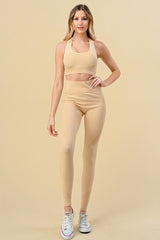 Conjunto de sujetador, camiseta sin mangas y pantalón Pop Up Active Outfits