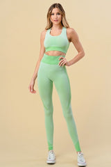 Conjunto de sujetador, camiseta sin mangas y pantalón Pop Up Active Outfits