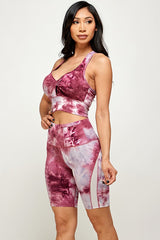 tie dye crop top with biker short set