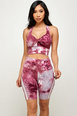 tie dye crop top with biker short set