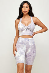 tie dye crop top with biker short set