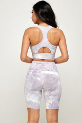 tie dye crop top with biker short set