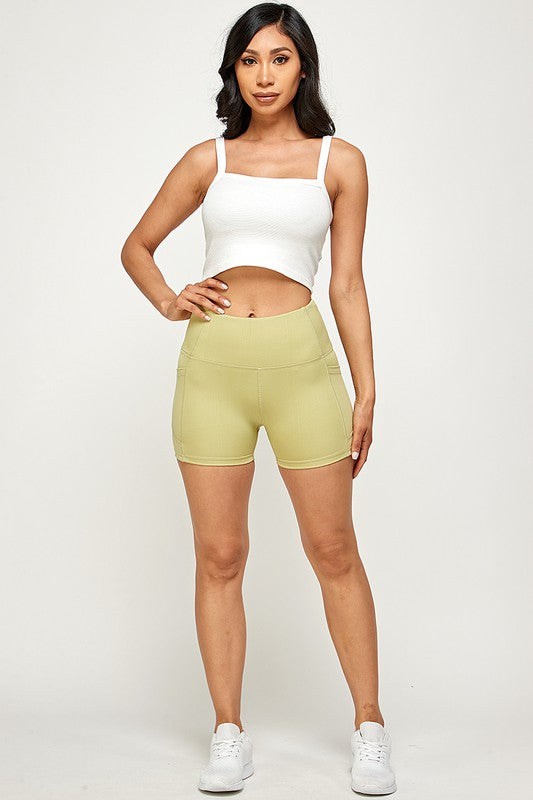 high waist yoga bike shorts