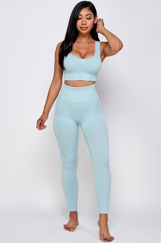 TWO PIECE PADDED BRA AND YOGA LEGGINGS SET