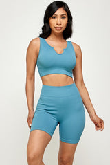 ACTIVE CROP TOP AND BIKER SHORT SET